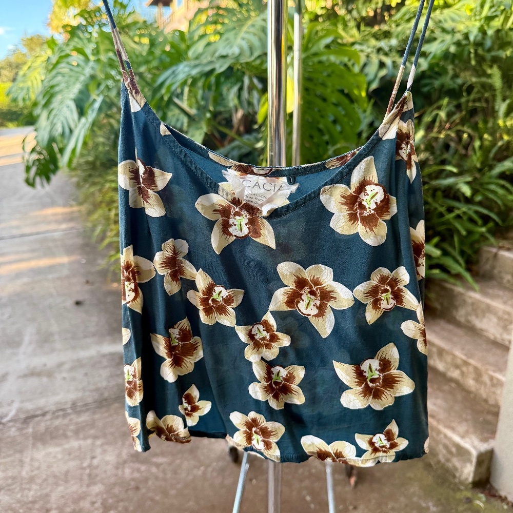 ACACIA CUPRO RIA CROPPED TANK VINTAGE ALOHA TEAL